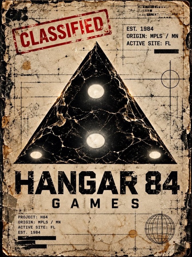Hangar 84 Games classified dossier poster
